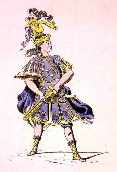 Monsieur Le Kain som Achilleus, i Iphigenia in Aulis, af Jean Racine (1639-99) 1679 (farvestik) af French School