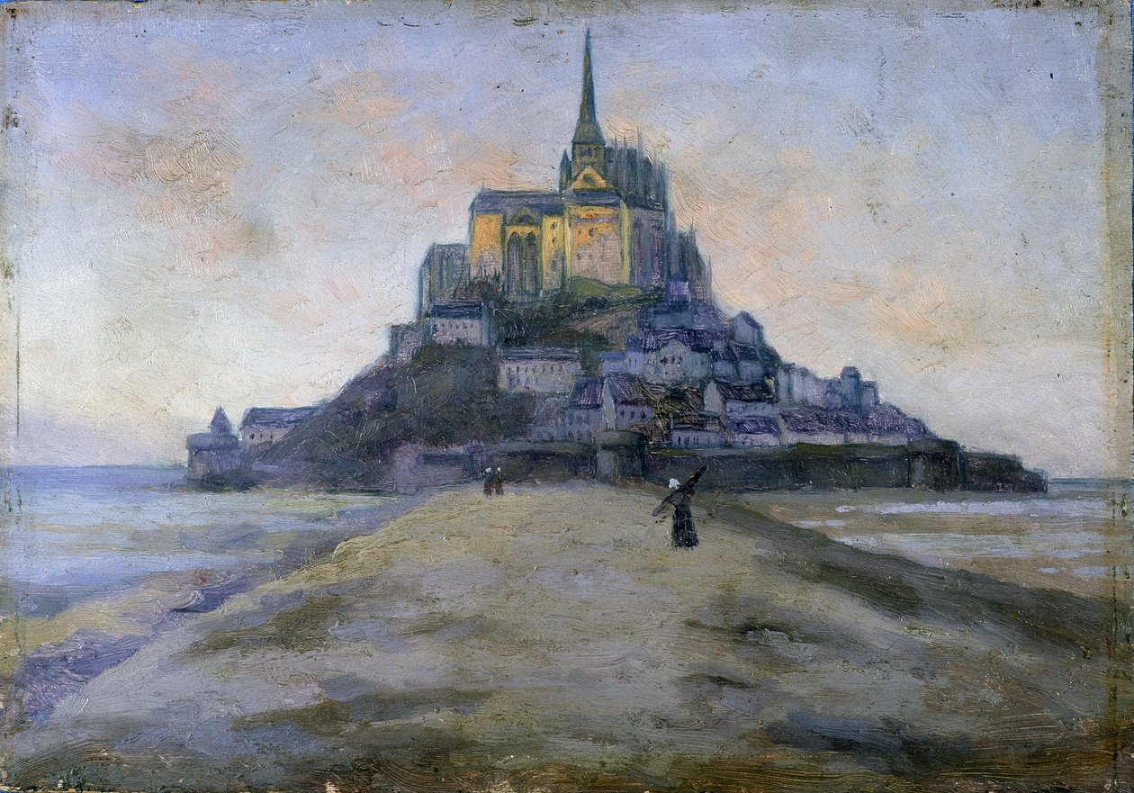 Mont Saint-Michel og passagen - anonymt maleri af French School