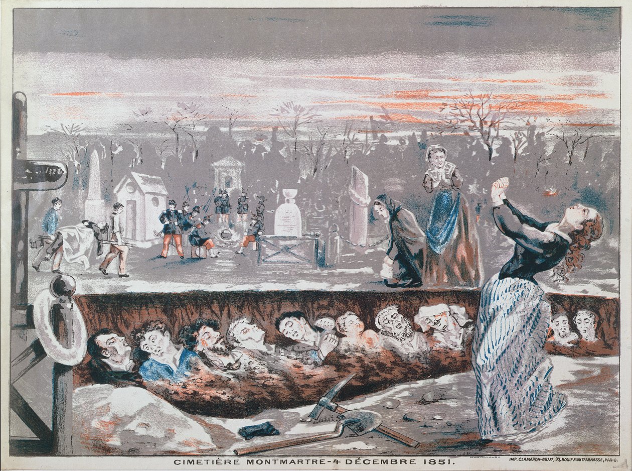 Montmartre-kirkegården, 4. december 1851 (farvelitografi) af French School