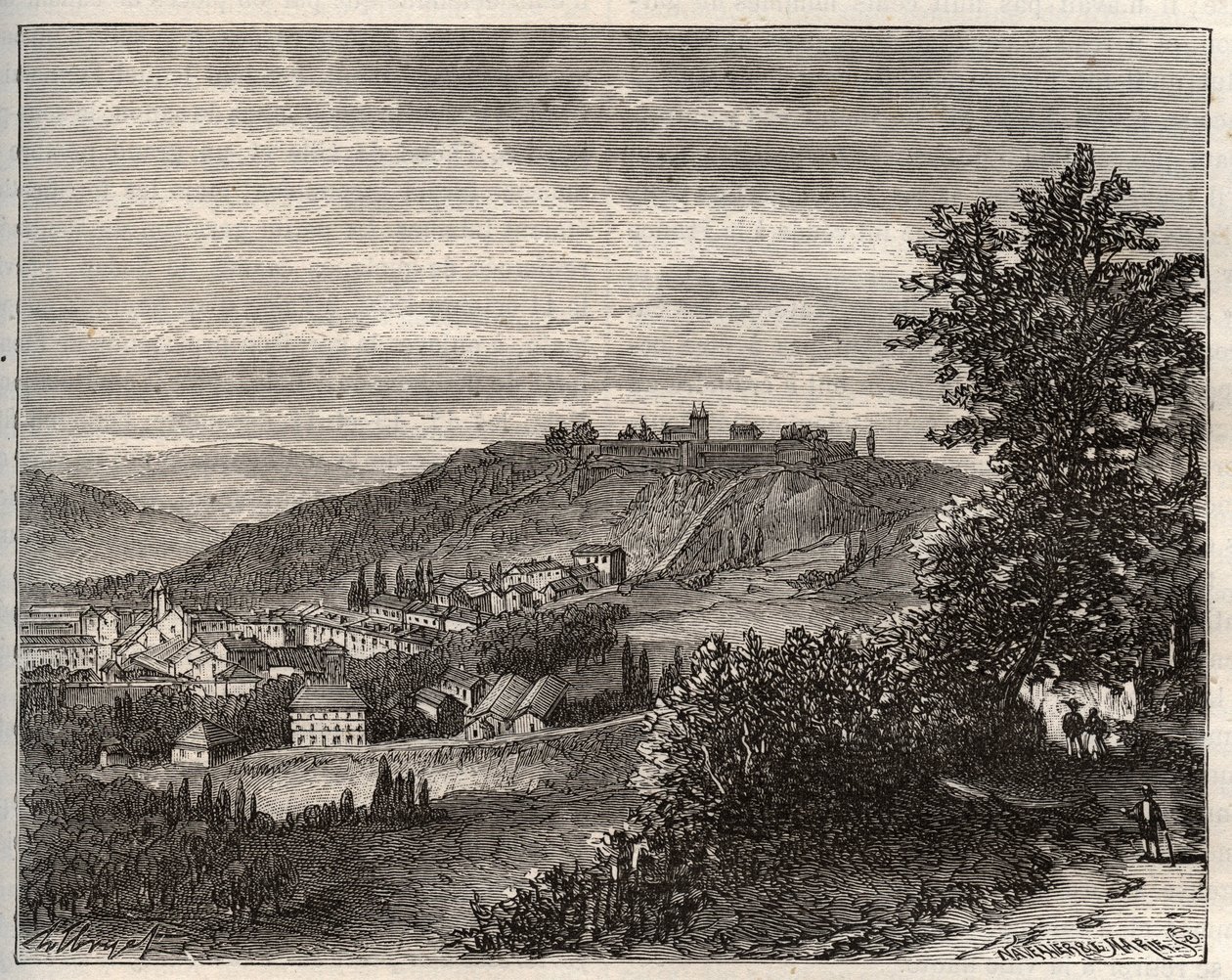 Montmedy - Meuse, i Lorraine-regionen - indgravering i "La France illustrée: geografi, historie, statistisk administration" af V.A. Malt-Brown. 1884 af French School
