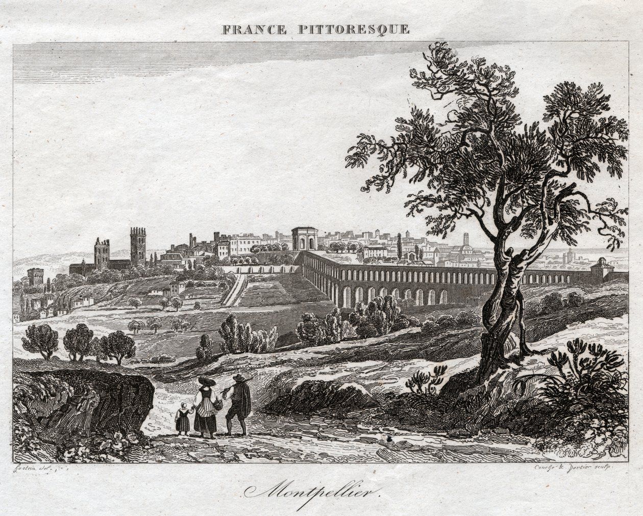 Montpellier. (gravering, ca. 1850) af French School