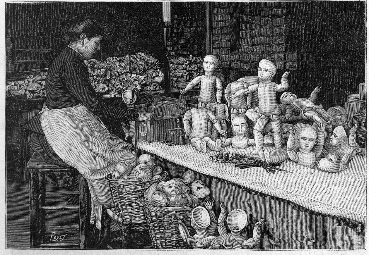 Montreuil dukkefabrik i 1888. af French School