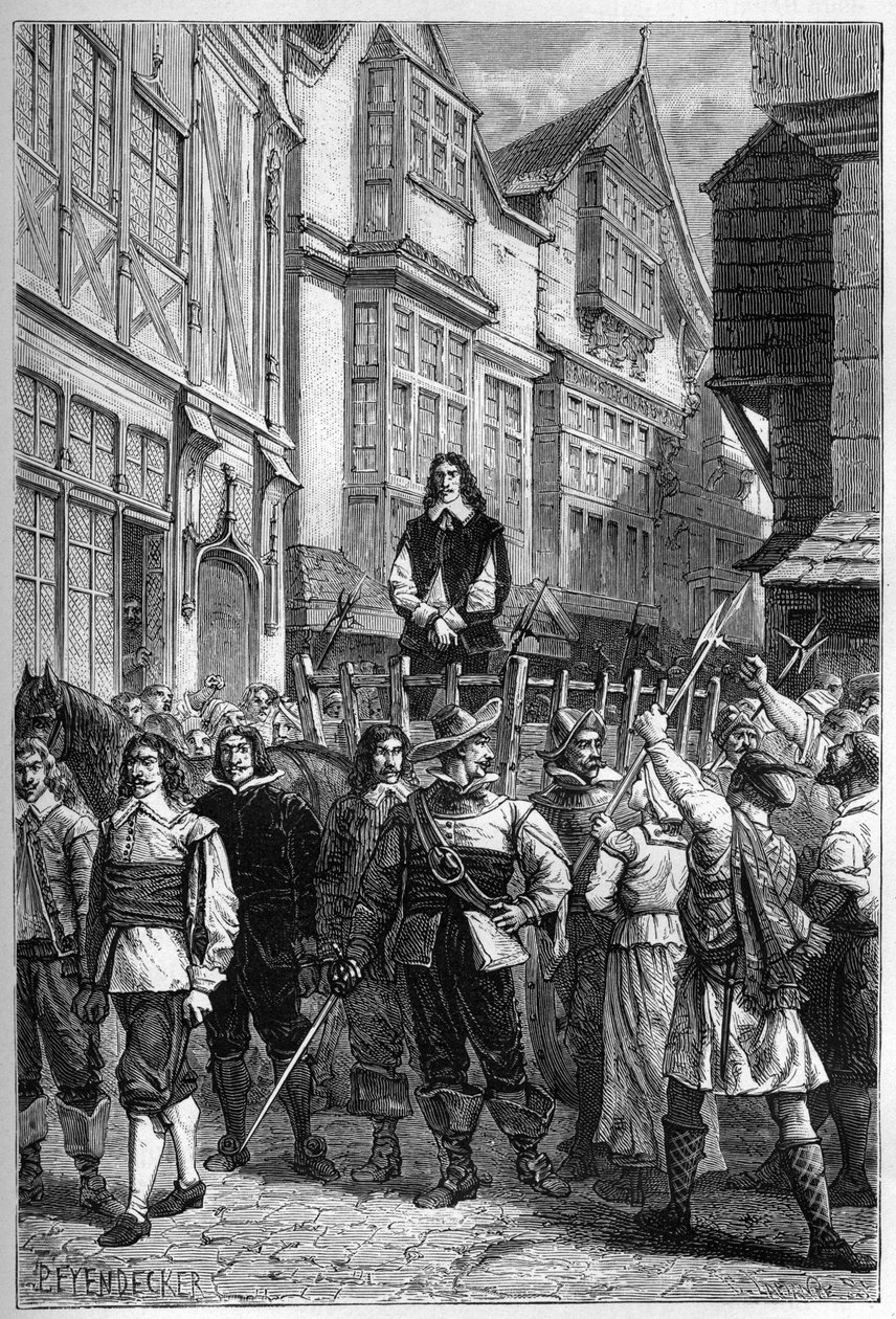 Montrose blev ført i fængsel på en vogn - James Graham (1612-1650), Marquess of Montrose skotsk general udstillet i High Street of Edinburgh, i 1650 - gravering fra "" The History of England, fra de tidligste tider "" af Francois Guizot 187 af French School