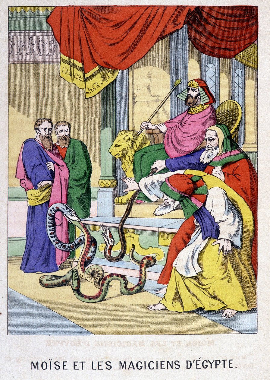 Moses og magikerne i Egypten - i "Life of Moses", red. Olivier Pinot, Epinal, slutningen af det 19. århundrede af French School