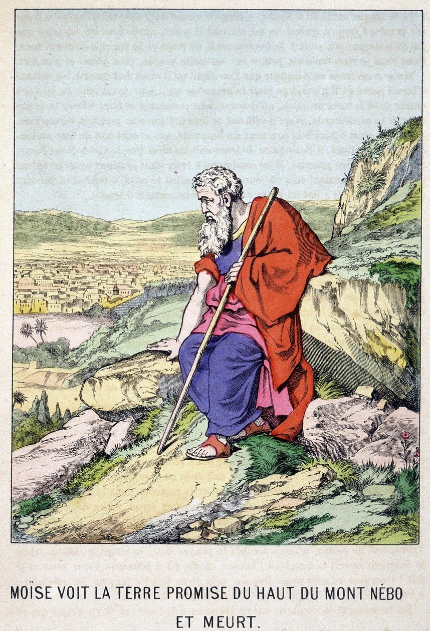 Moses ser det forjættede land fra toppen af Nebo-bjerget og dør - i "" Moses