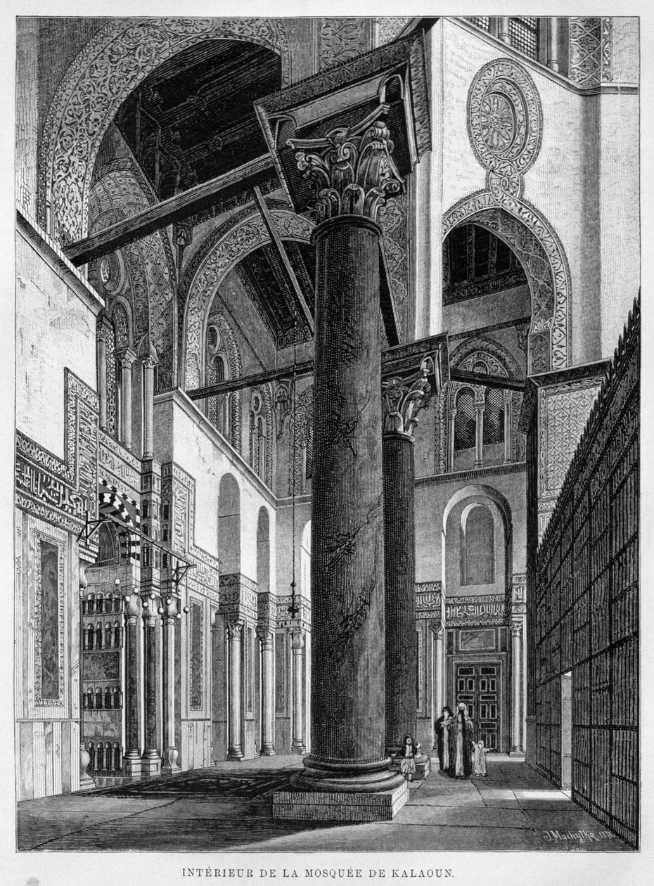 Moske og Madrasa Qalawun, indvendigt billede, illustration fra LEgypte af Georg Moritz Ebers (1837-98) 1881 af French School