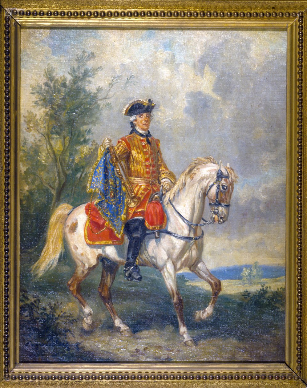 Monteret gendarme - olie på lærred, slutningen af 1700-tallet af French School