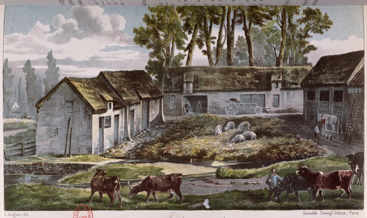 Hr. Vandercolmes gård i Armbouts-Cappel (Nord) før forbedringen af gødningsgraven, 1867 af French School