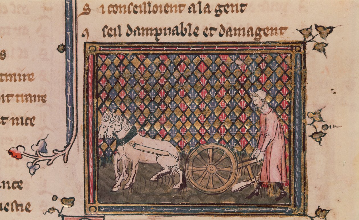 Ms.1044 f.21v Manden forpligtet til at arbejde for en levende, fra Ovide Moralise skrevet af Chretien Legouais af French School