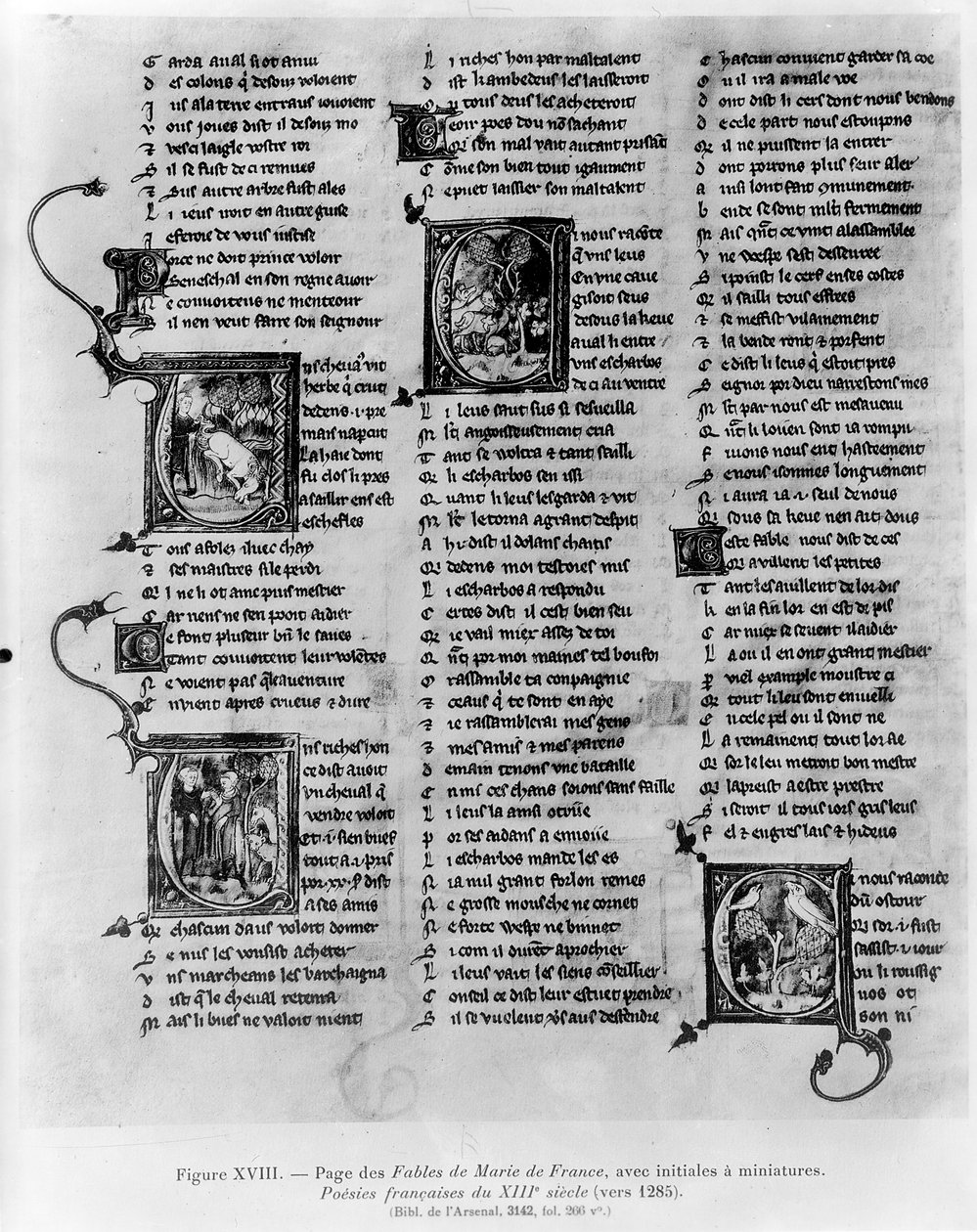 Ms.3142 fol.266 Fabler af Marie de France (fl. 12. århundrede), fra en antologi med franske digte, ca. 1280-90 af French School