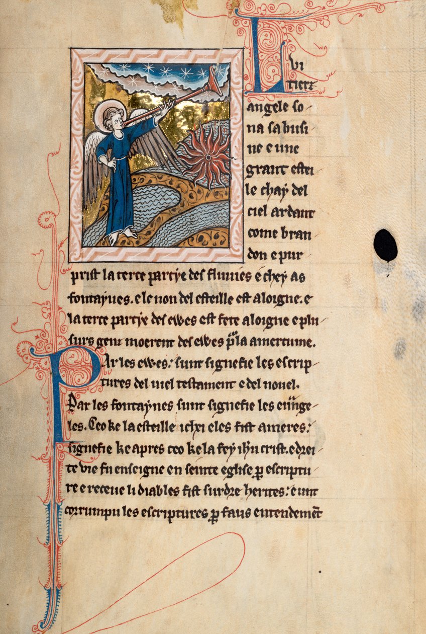 Ms65 f29r, Commentary on the Apocalypse of St John, slutningen af det 13. århundrede (pen & blæk og tempera på vellum) af French School