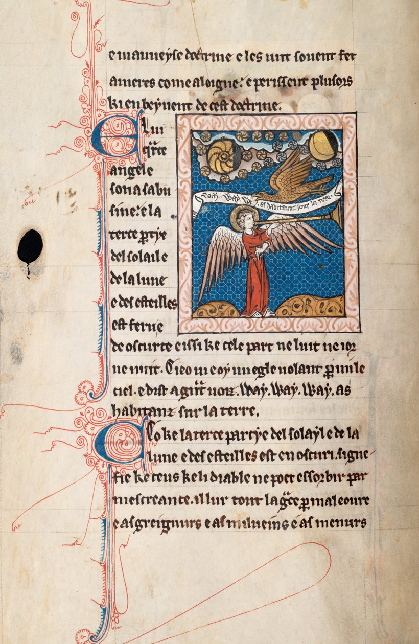 Ms65 f29v, Commentary on the Apocalypse of St John, slutningen af det 13. århundrede (pen & blæk og tempera på vellum) af French School