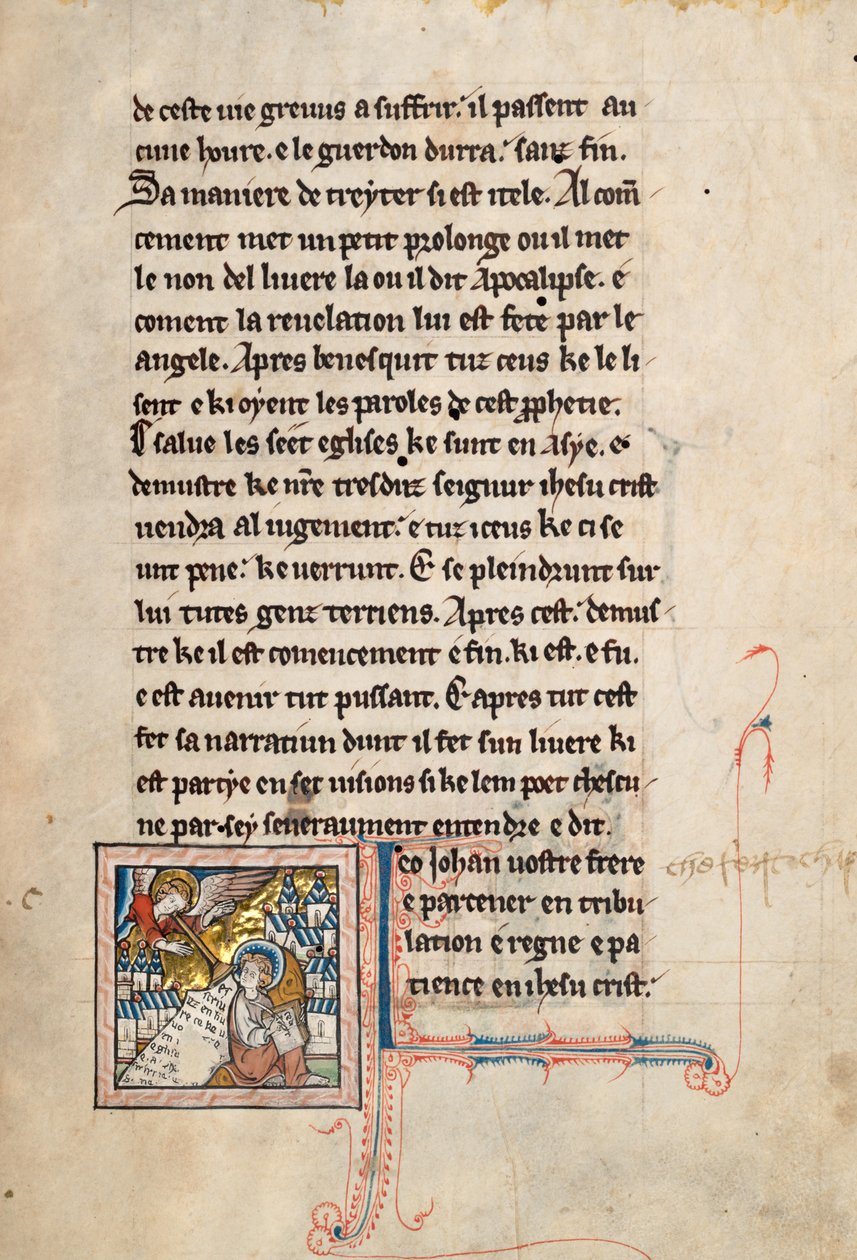 Ms65 f3r, Commentary on the Apocalypse of St John, slutningen af det 13. århundrede (pen & blæk og tempera på vellum) af French School
