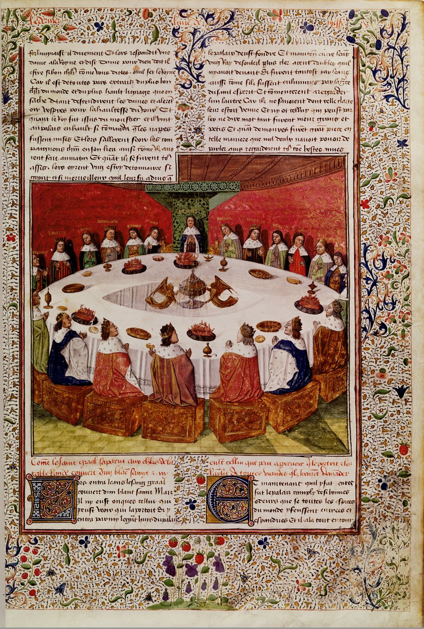 Fr. Fr. 112 f.5 Åbenbaring af den hellige gral, fra Queste del Saint Graal, ca. 1470 af French School