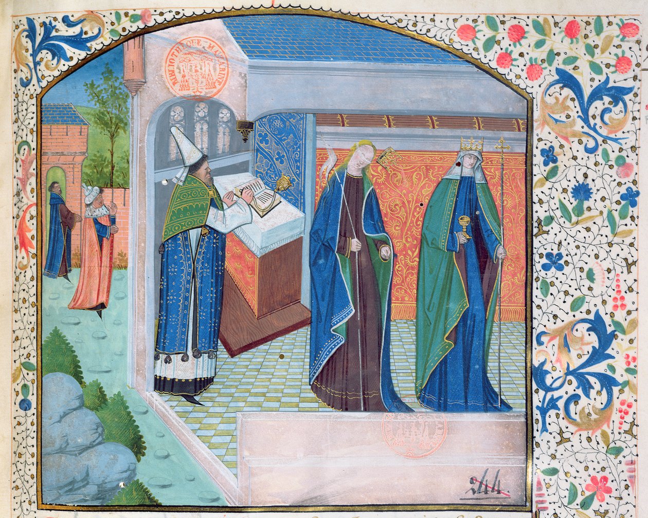 Ms 0338 f.1 Kirken og synagogen, c.1465-70 af French School
