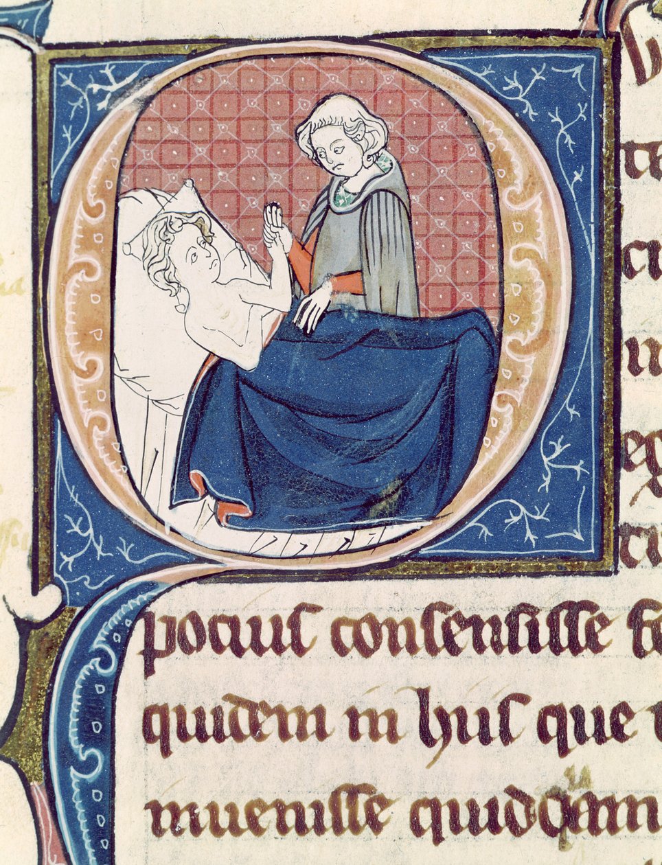 Ms 1003 f.185v Examining a Patient, fra Oeuvres de Galien af ​​Claudius Galenus (c.130-c.201) af French School