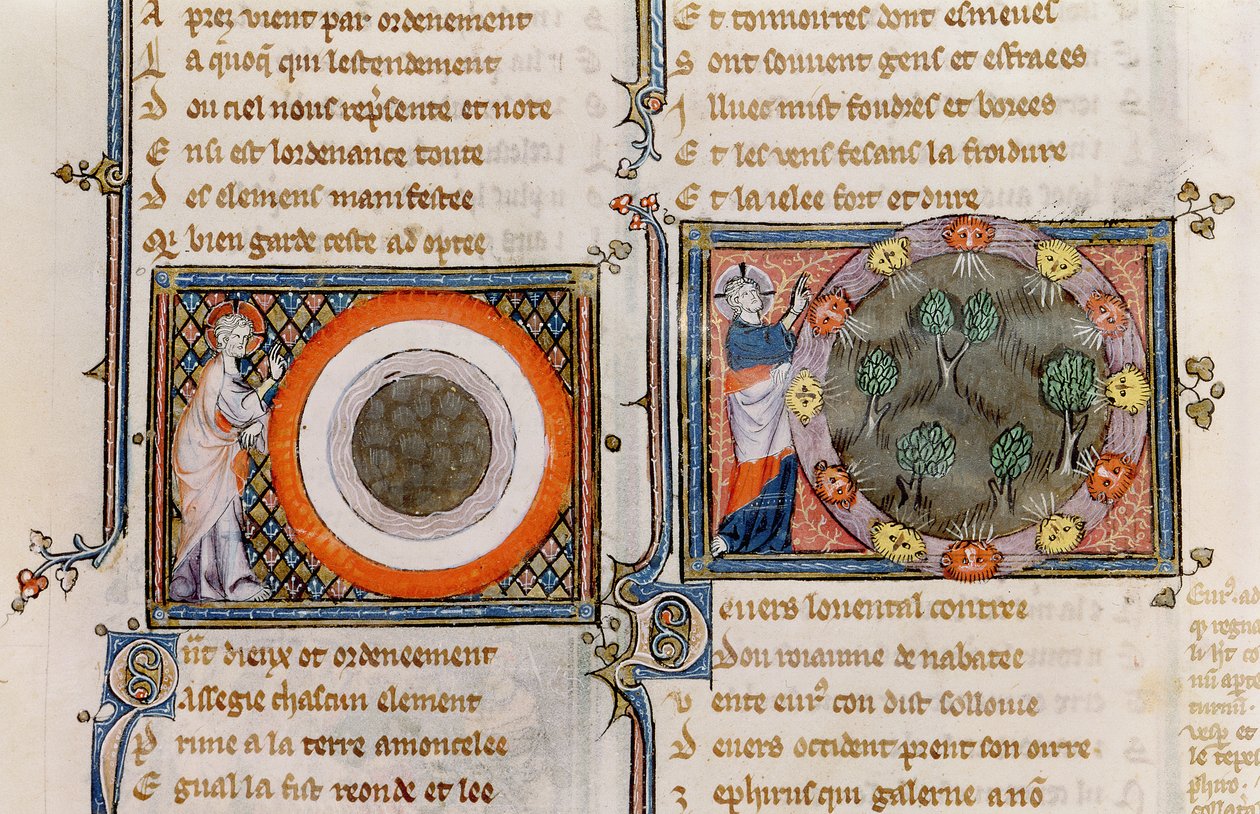 Ms 1044 fol.17v Skabelsen, fra Ovide Moralise skrevet af Chretien Legouais af French School