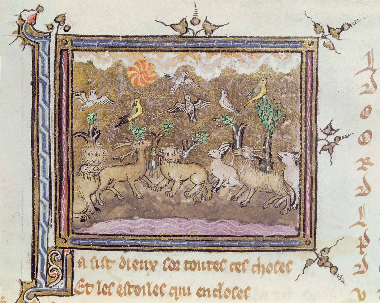 Ms 1044 fol.18 The Creation of the Animals, fra Ovide Moralise skrevet af Chretien Legouais af French School