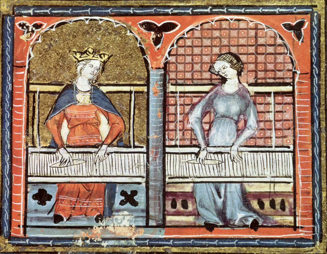 Ms 1044 fol.89v Women Weaving, fra Ovide Moralise skrevet af Chretien Legouais af French School