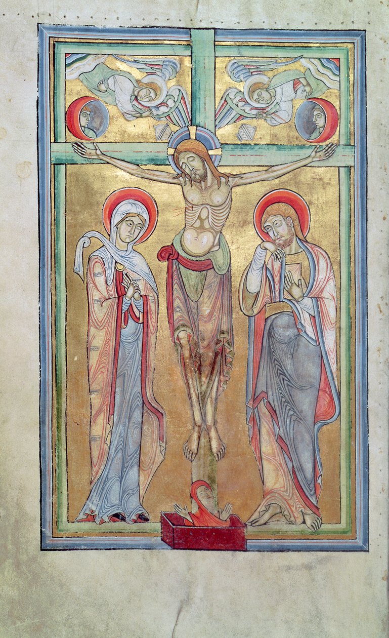 Ms 108 f.58v Korsfæstelse, fra Sacramentary of St. Amand af French School