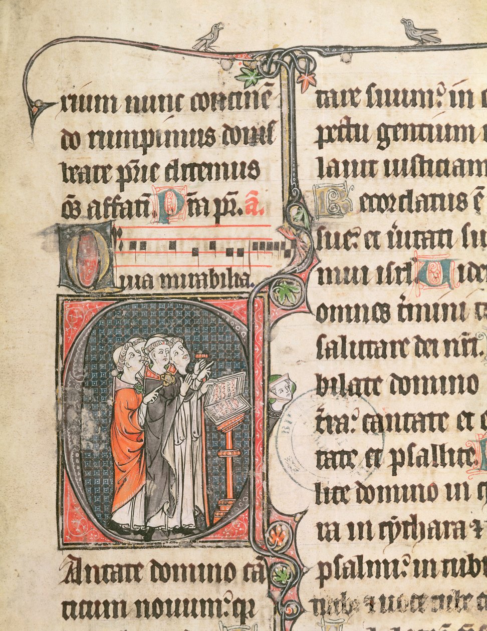 Ms 124 fol.98 Munke synger, fra en Psalter af French School