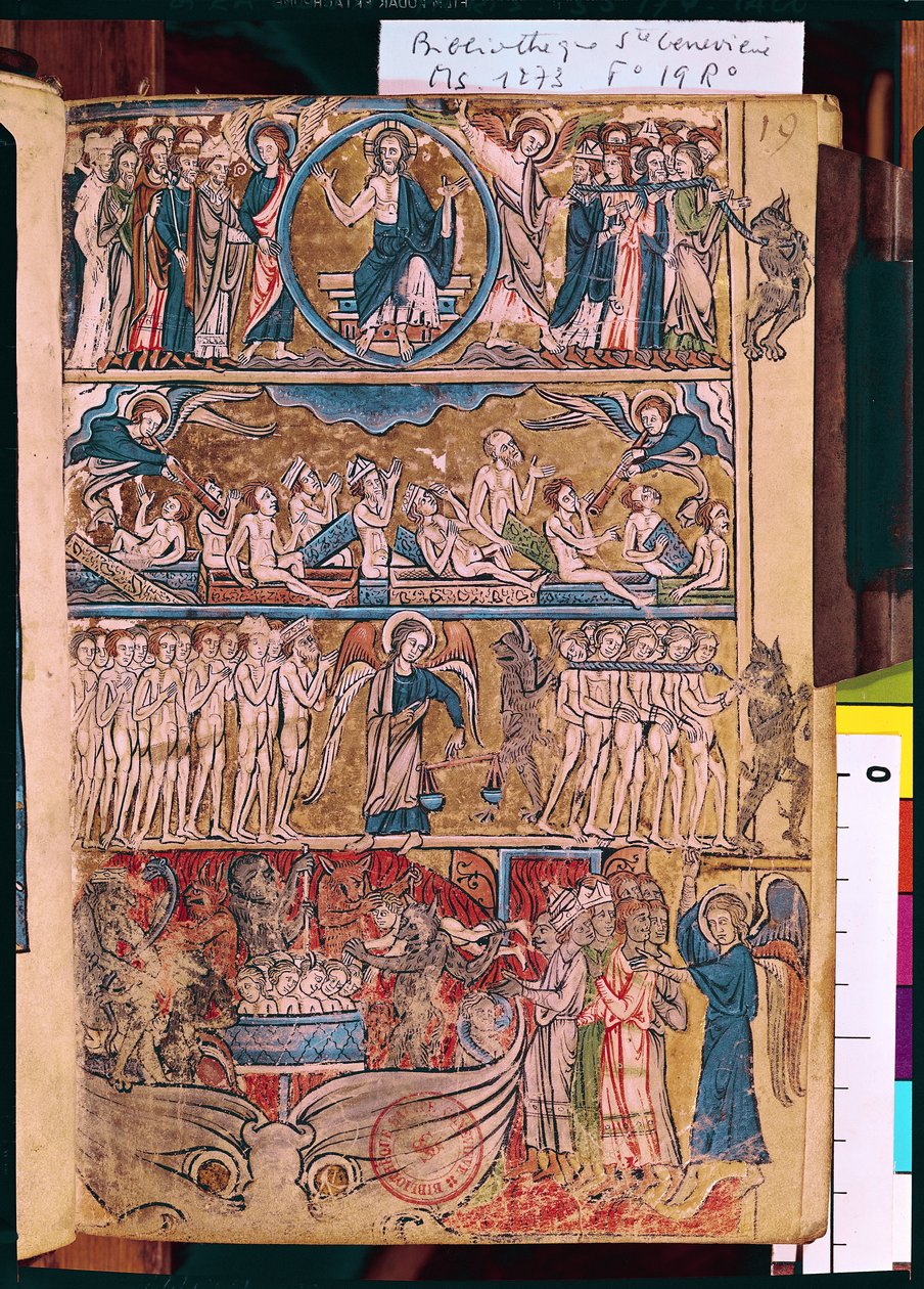 Ms 1273 f.19r Den sidste dom, fra en psalter af French School