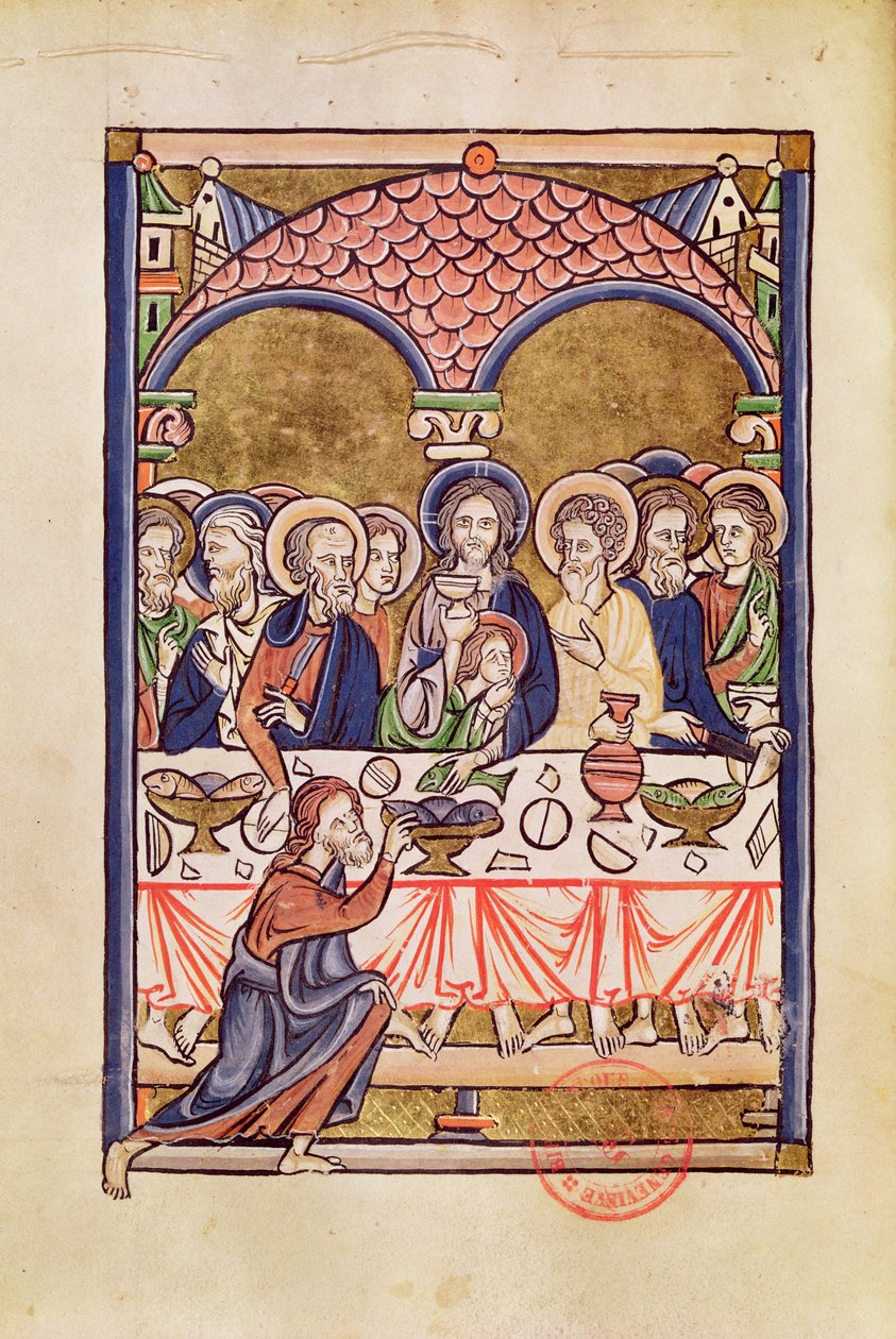 Ms 1273 fol.12v Den sidste nadver, fra en Psalter af French School