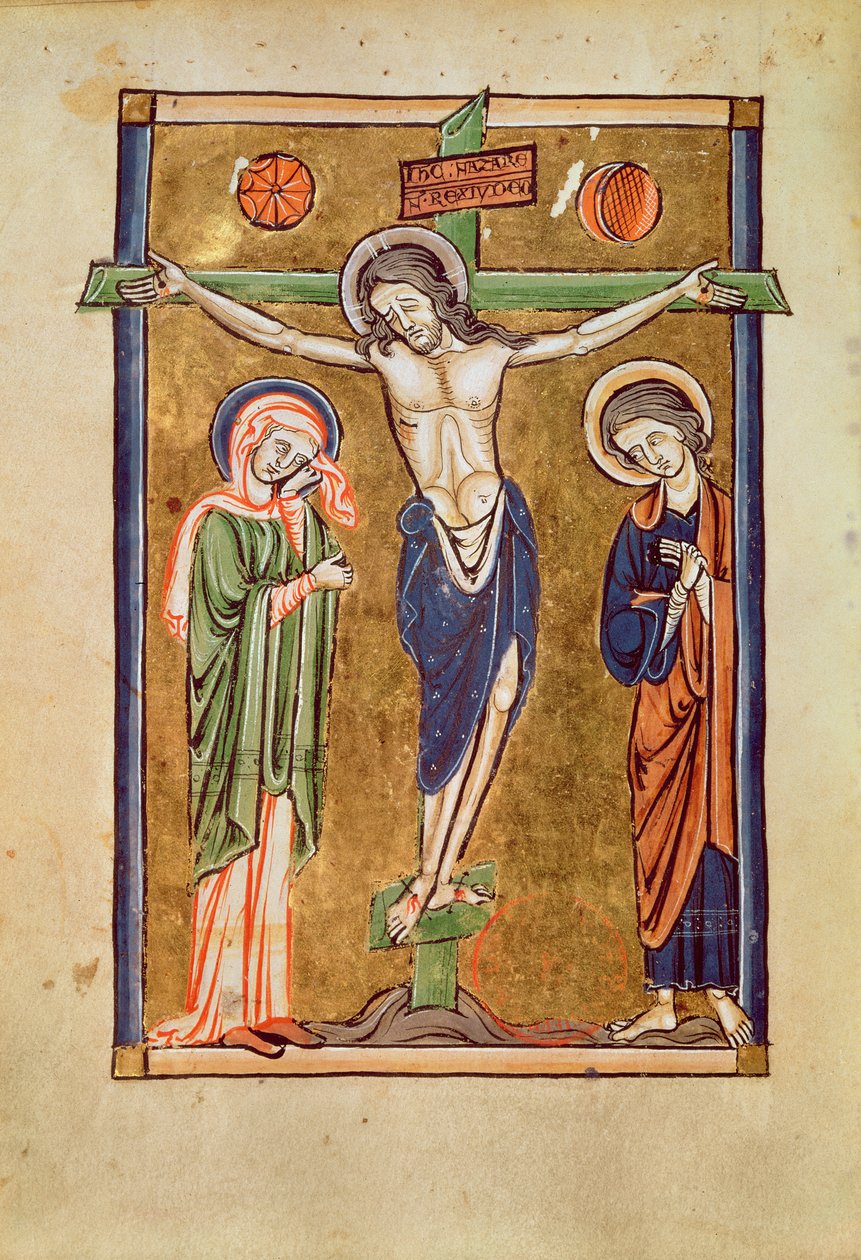 Frk. 1273 fol.14v Korsfæstelsen, illustration fra en psalter af French School