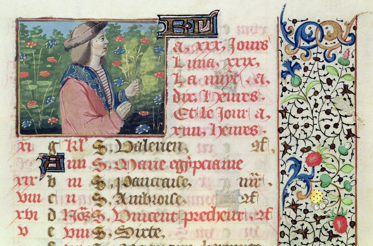 Ms 134 April: Pluk blomster fra en timebog af French School