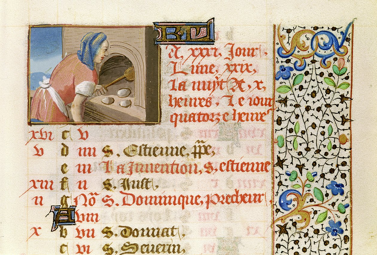 Fru 134 August: Bagning af brød, fra en timebog af French School