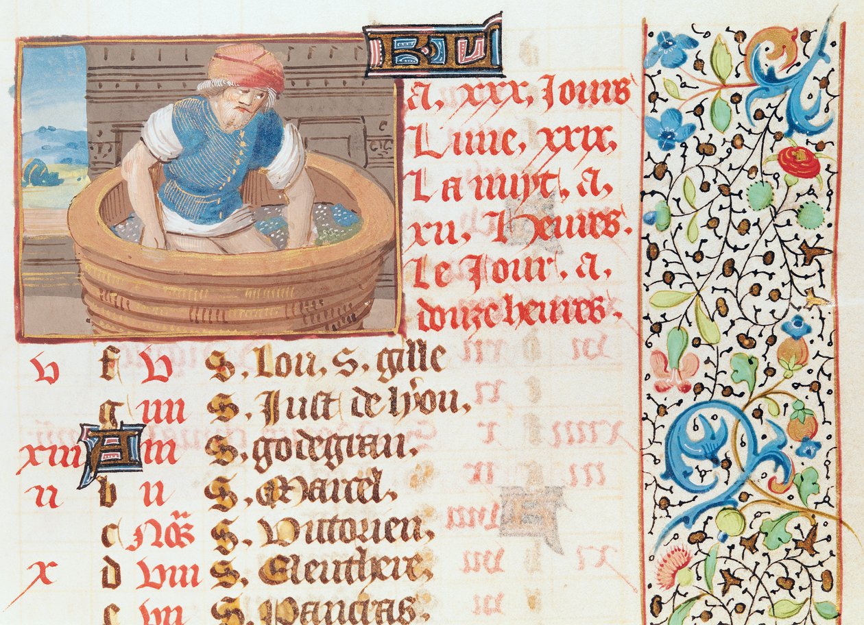 Ms 134 September: Trampling af druer, fra en timebog af French School