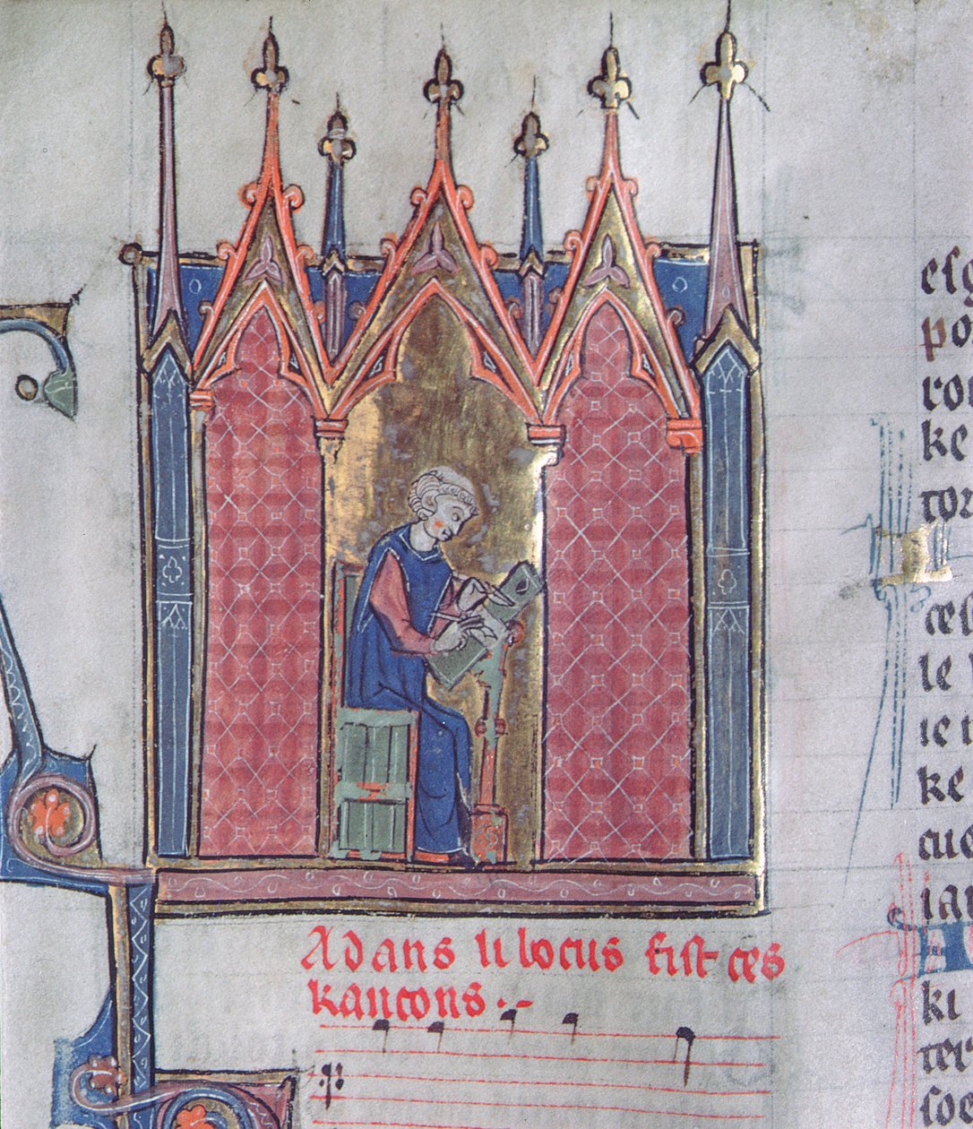 Ms 139 fol.142v Adam de la Halle, fra Chansonnier dArras af French School