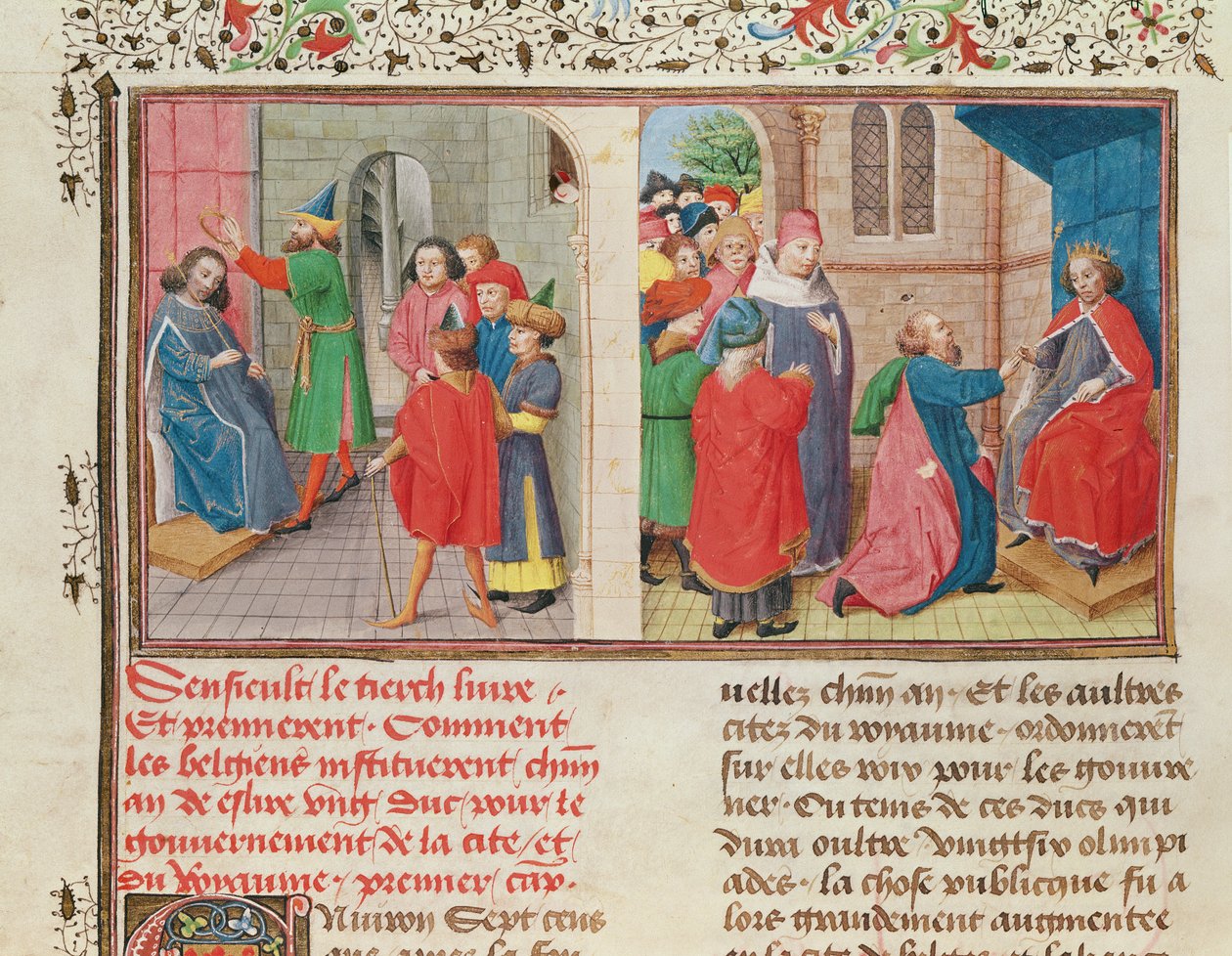 Ms 149 t.1 fol.108v Hvordan belgierne vælger en hertug, fra Histoire des Nobles Princes de Hainaut, af Jacques de Guise af French School