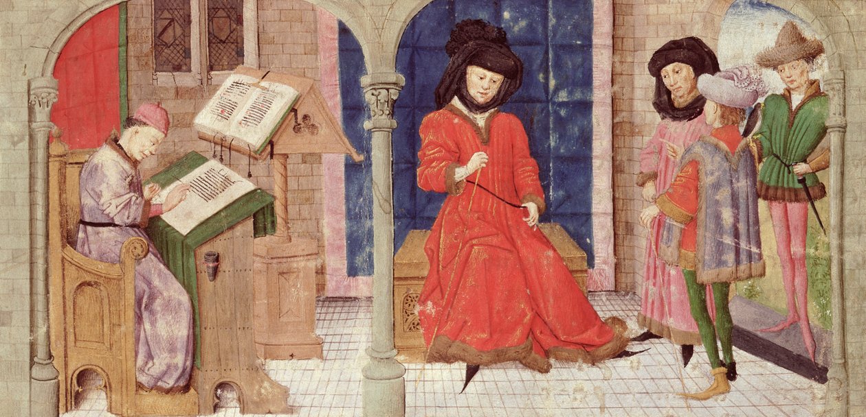 Ms 149 t.1 fol.1 Skriveren, fra Histoire des Nobles Princes de Hainaut, af Jacques de Guise af French School
