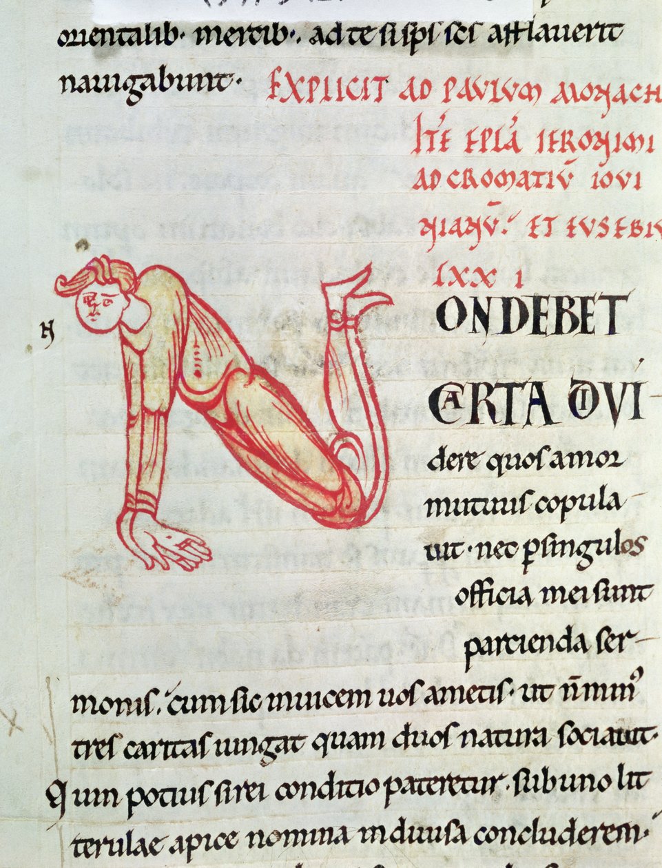 Ms 154 fol.137v Historikert initial N, fra St. Hieronymus