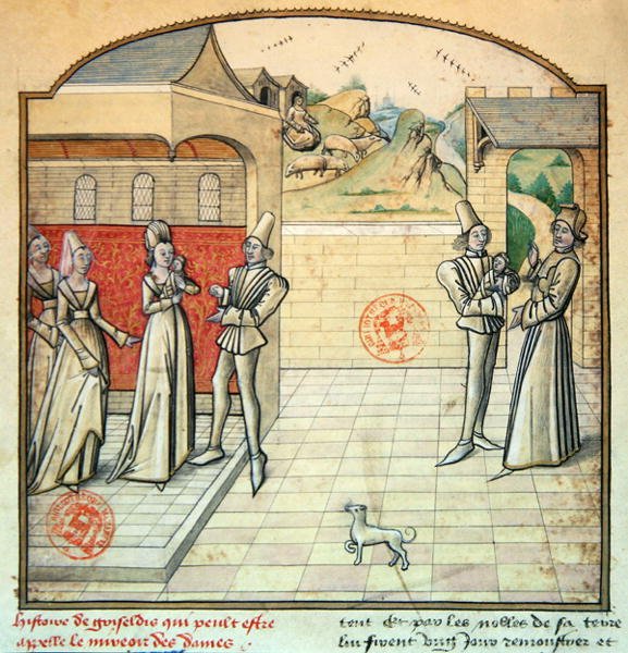 Ms 1560 Griseldis og hendes mand Marquis de Saluces, illustration fra 