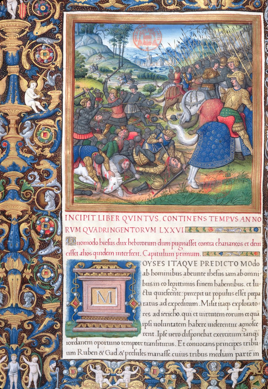 Fru 1581 f. 089v Illustration fra bog V (Fra Moses
