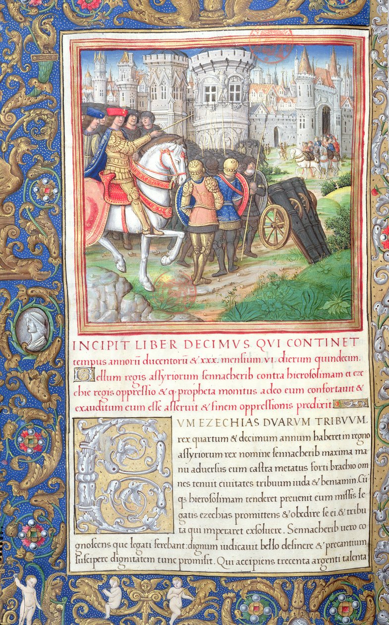 Fru 1581 f. 195v Illustration fra bog X (Fra de ti stammers fangenskab til Kyros