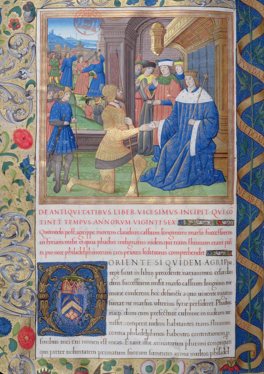Fru 1581 f. 897v Illustration fra Bog XX (Fra Prokurator Fadus til Florus), Kapitel 1 af Jødernes Antiquities (Antiquitates Judaicae) af Flavius Josephus - Hvordan efter Agrippas død, af French School