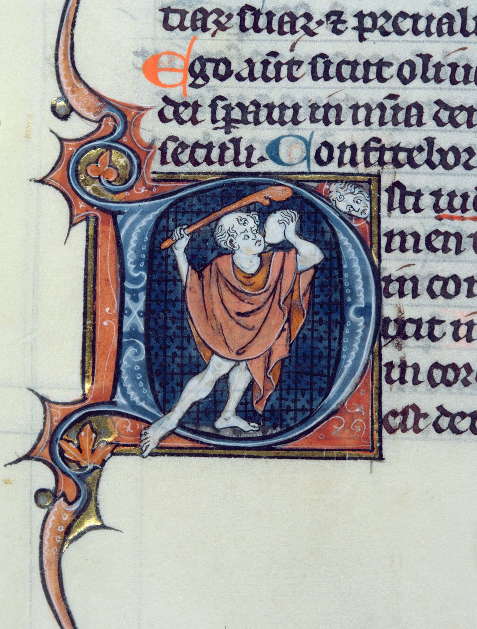 Ms 15 fol.236v Et fjols, der holder en sten og en stang af French School