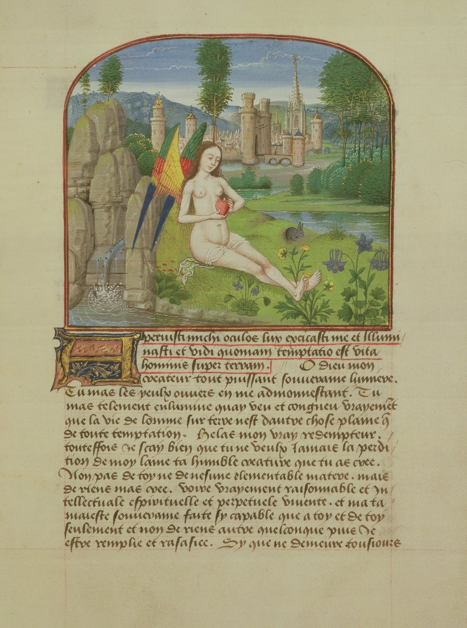 Ms 165 fol.31r Sjælen sidder ved en strøm, fra lInstruction dun Jeune Prince af Rene dAnjou, c.1465-68 af French School