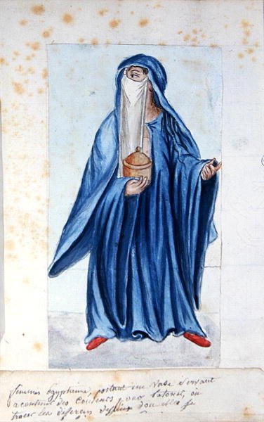 Fru 1688 egyptisk kvinde med en vase med tatoveringspigmenter af French School