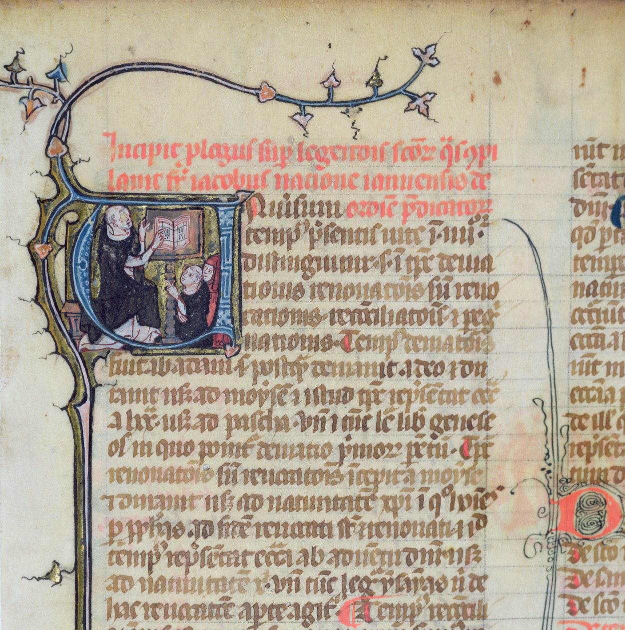 Fru 1721 Fol.1 dominikanermunk underviser to andre munke, fra Legenda Sanctorum Aurea af Jacques de Voragine af French School