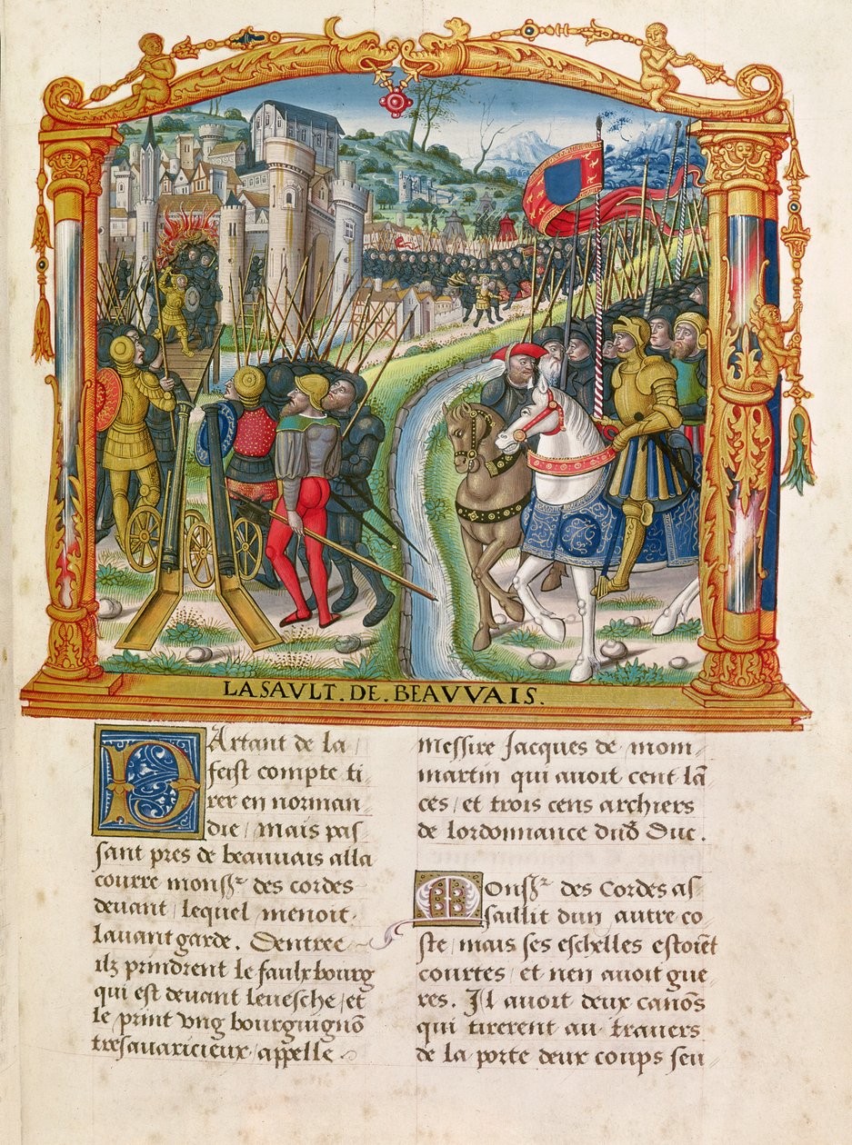 Ms 18 f.92r Siege of Beauvais af Charles le Temeraire, hertug af Bourgogne, 27. juni 1472, fra Philippe of Commines