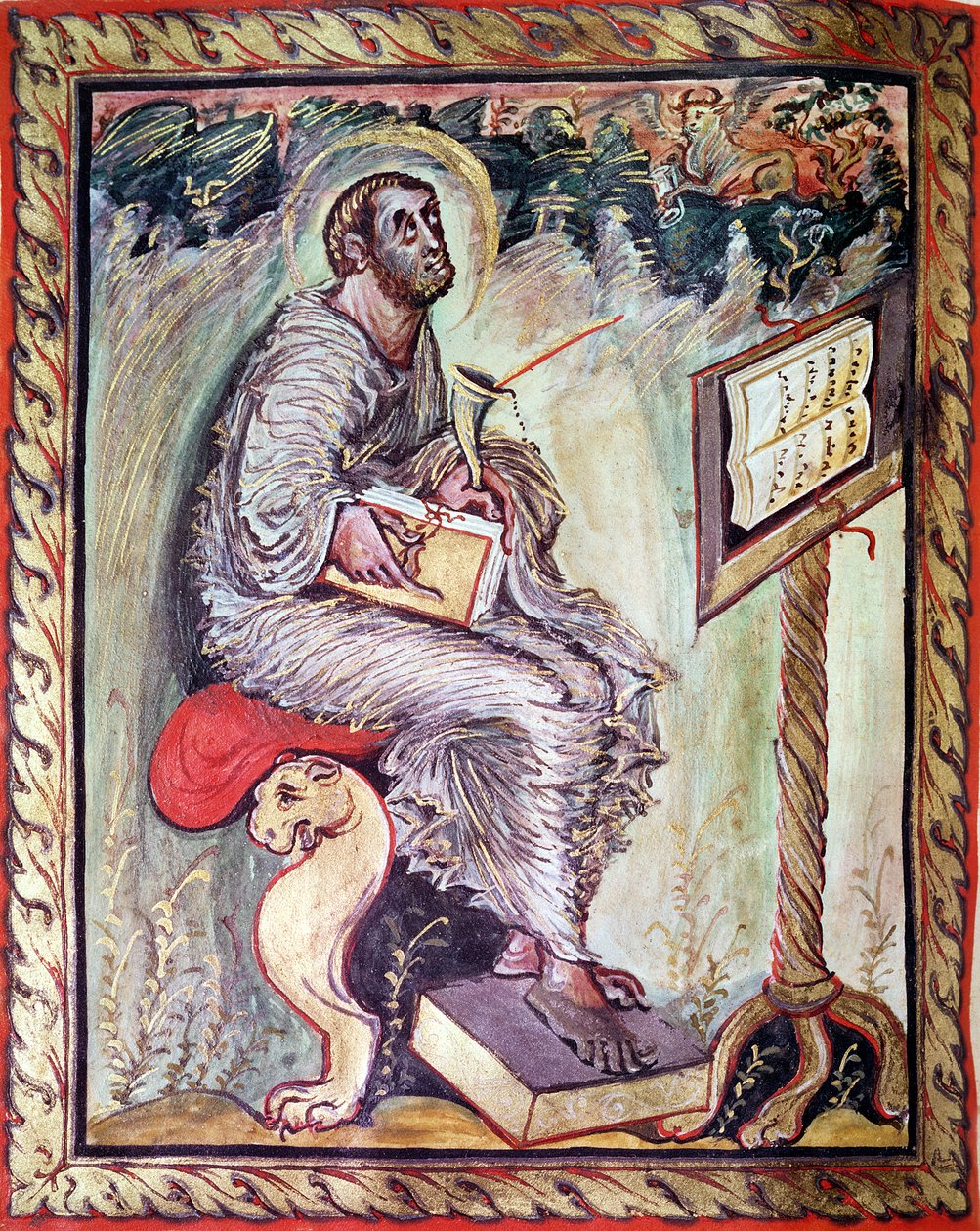 Ms 1 fol.90v St. Luke, fra Ebbo-evangelierne, c.816-835 af French School