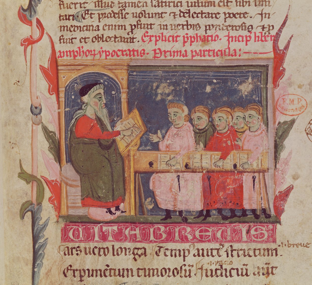 Fru 2046 fol. 1 Instruktionsscene, detalje fra første side af 
