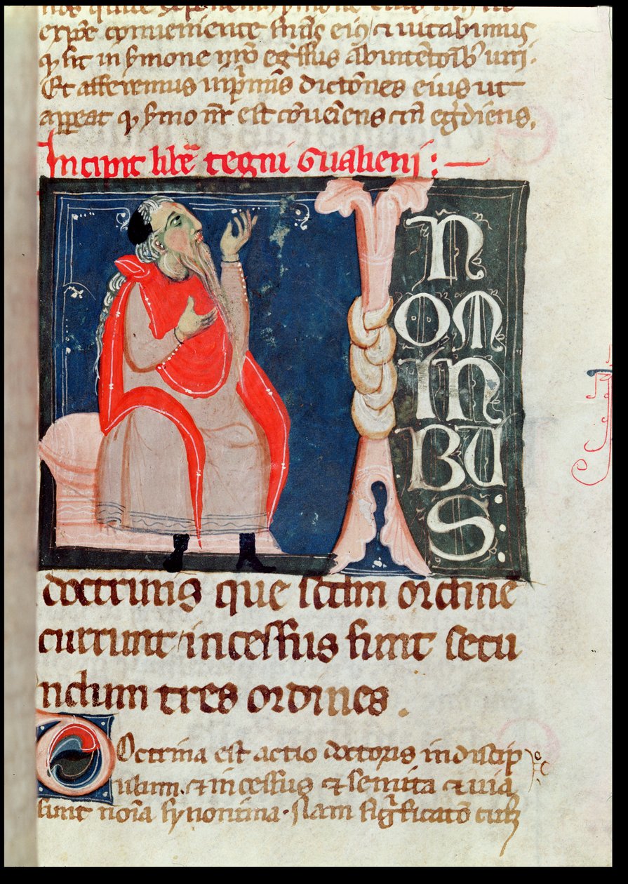 Fru 2046 fol. 261 A Scientist, illustration i begyndelsen af Kommentarer af Aliben Rhodonan til Ars Parva af Galen (c.130-c.201) af French School