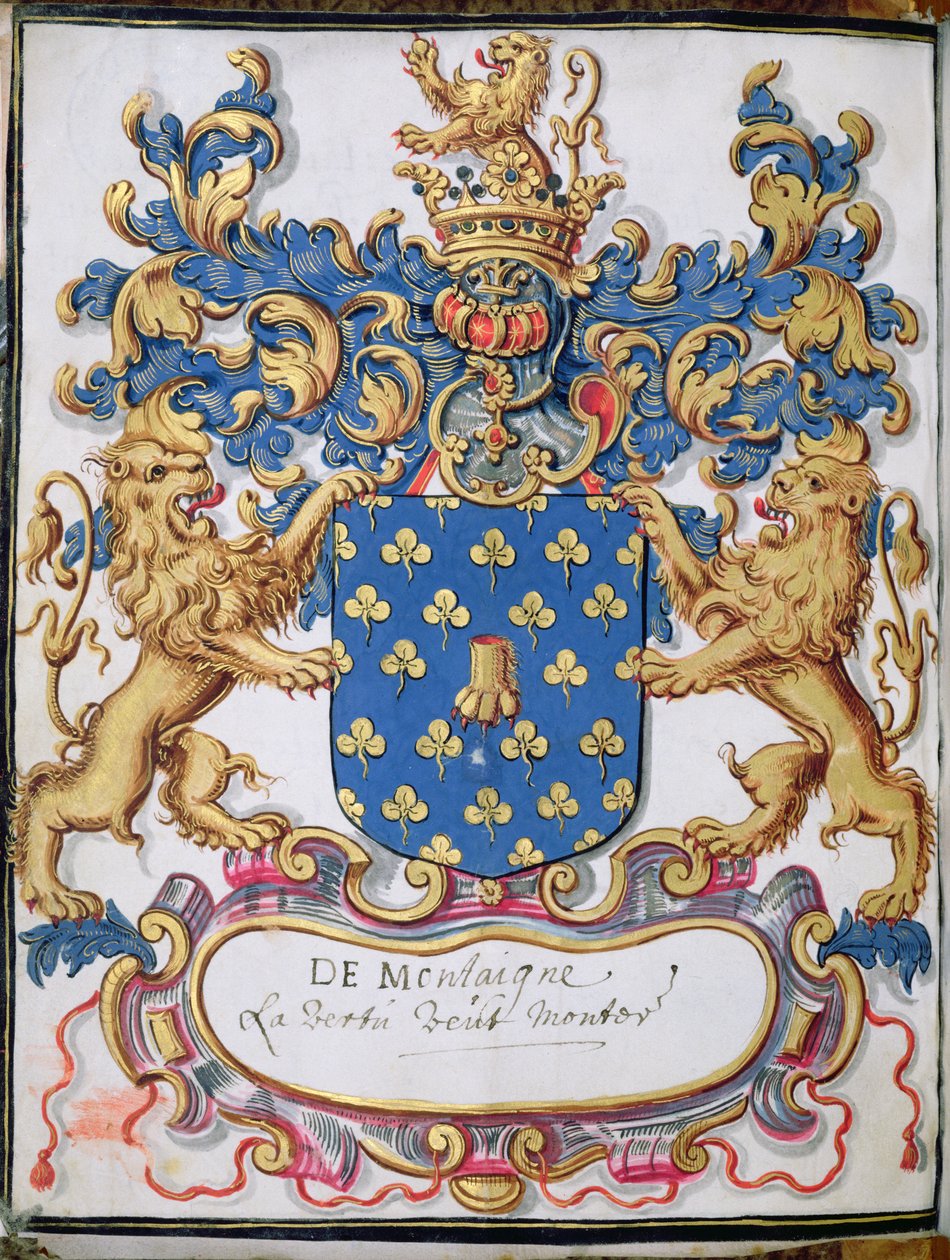 Ms 2151, fol.lv Våbenskjold fra Michel Eyquem de Montaigne (1533-92) af French School