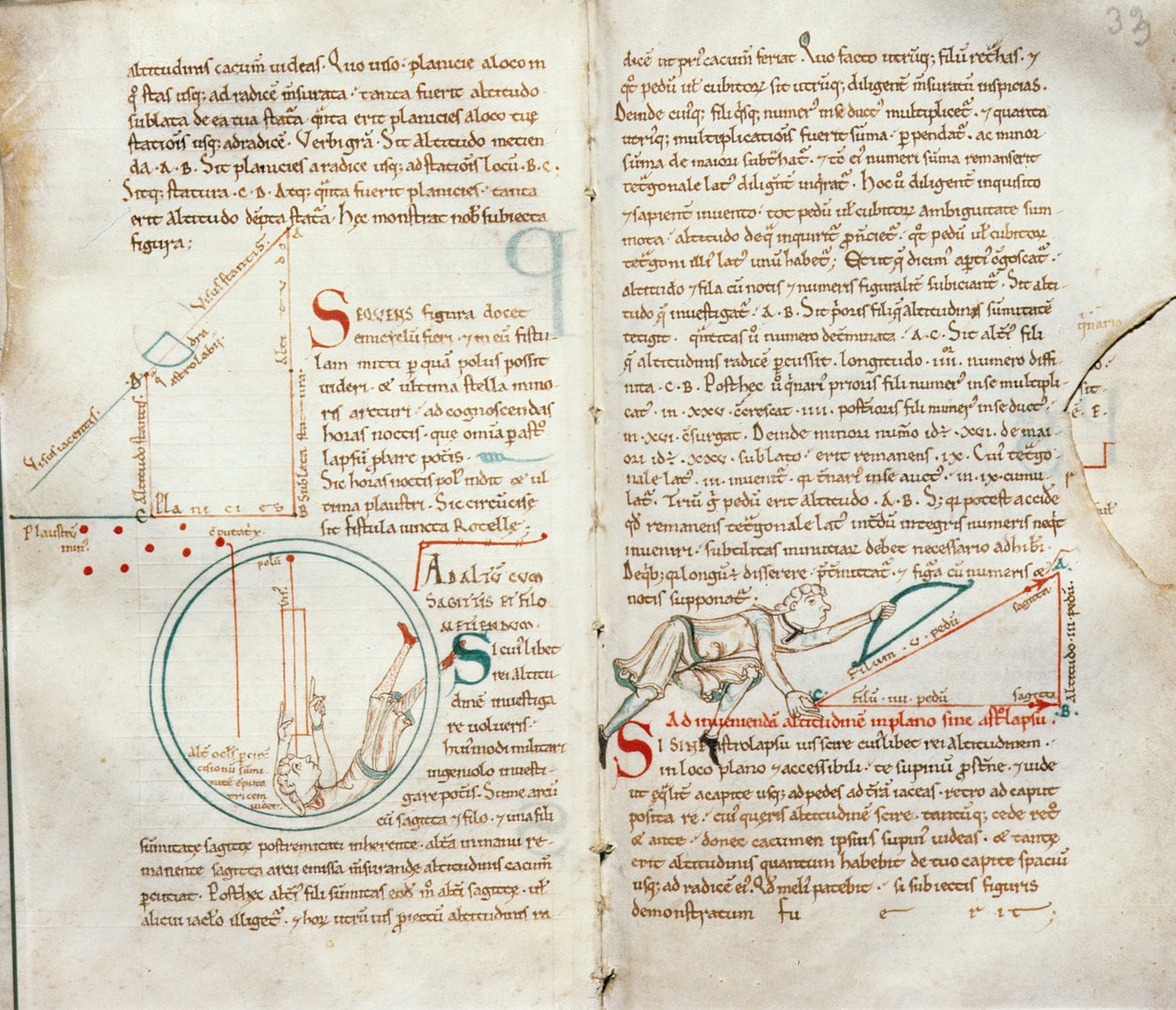 Ms 235 f.32 & 33 Geometri, fra en Traite dAstronomie af French School