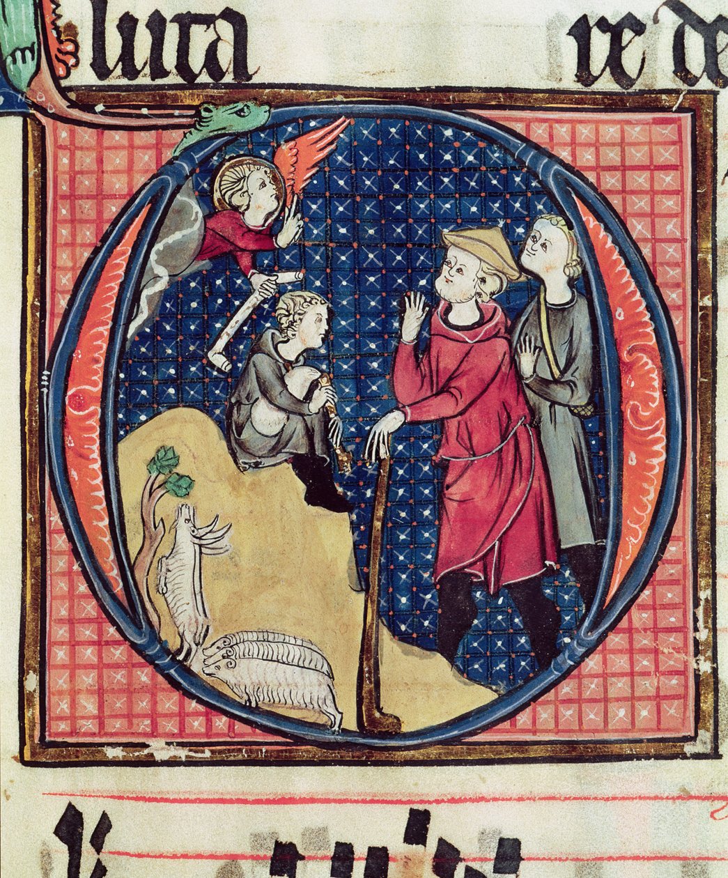 Ms 240 fol.16 Bebudelse til hyrderne, fra en antifonal, 1257 af French School